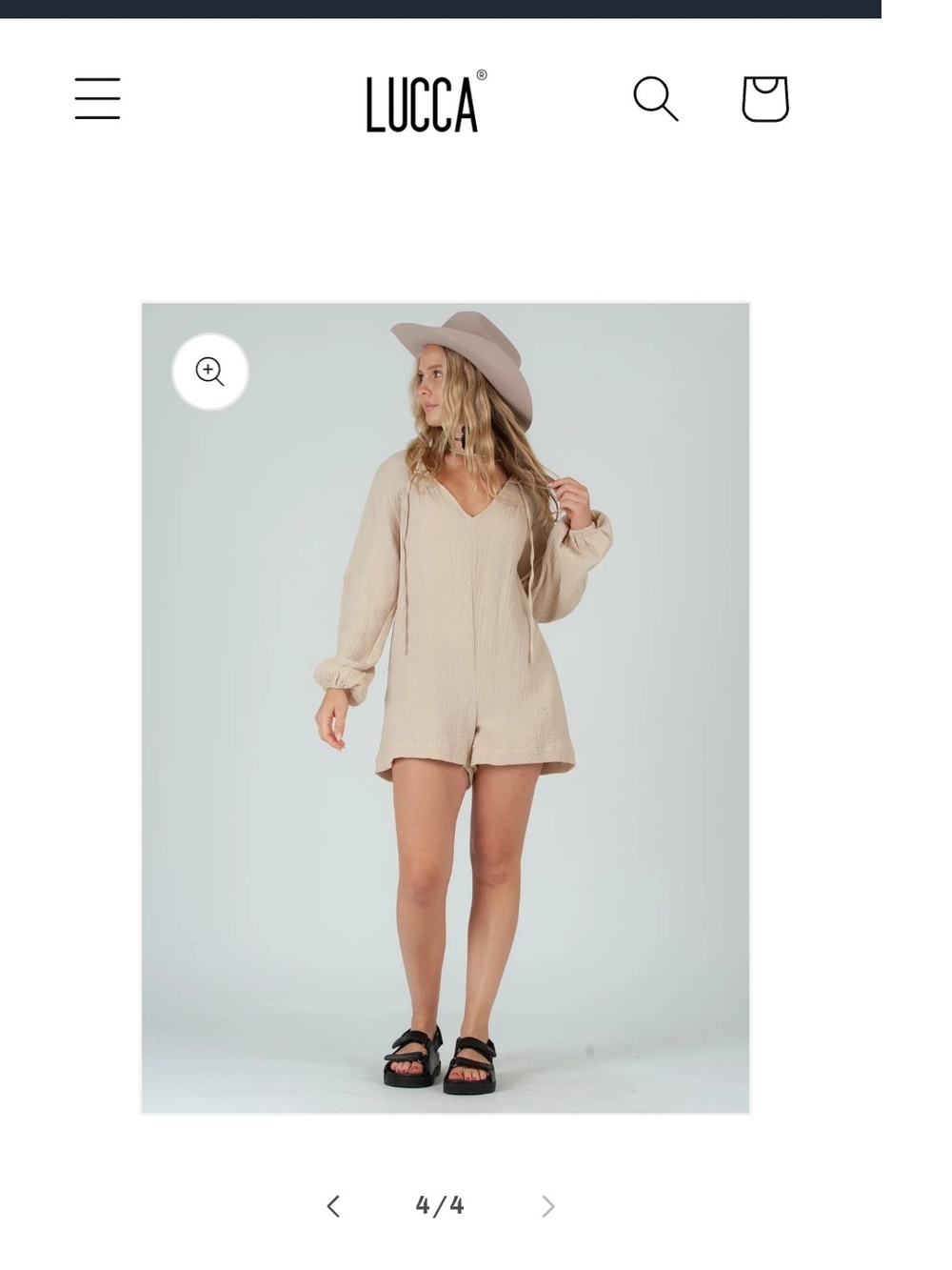 Cream Long-Sleeve V-Neck Romper